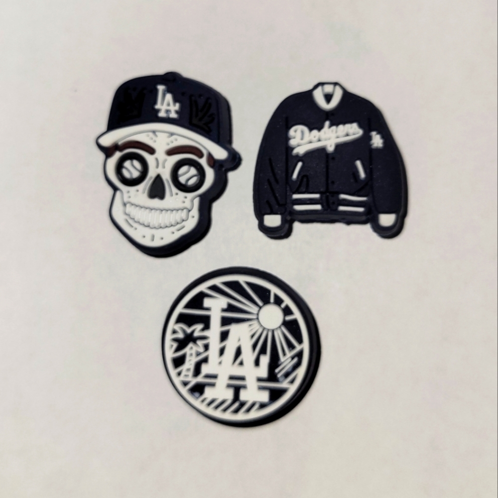 3 Assorted Los Angeles Dodgers Jibbitz Shoe Charms